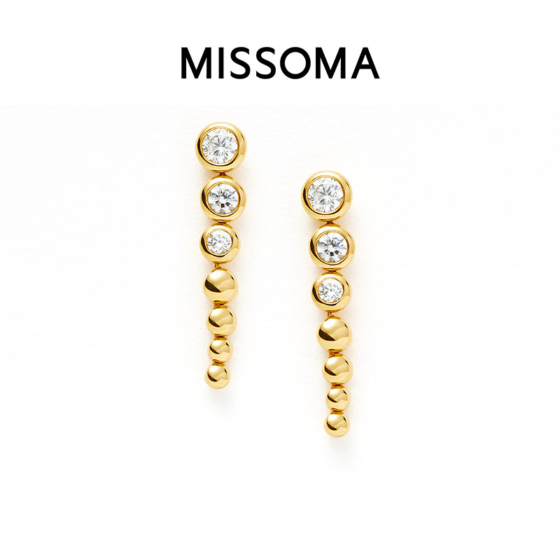 Missoma玲珑流光系列小金珠流苏耳环短款金色闪钻小众原创设计