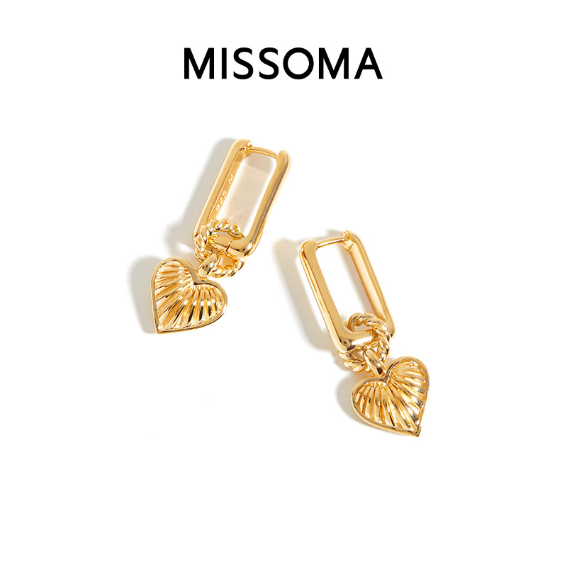 【玫瑰同款】Missoma金色爱心吊坠耳环小众轻奢高级感送女友礼物