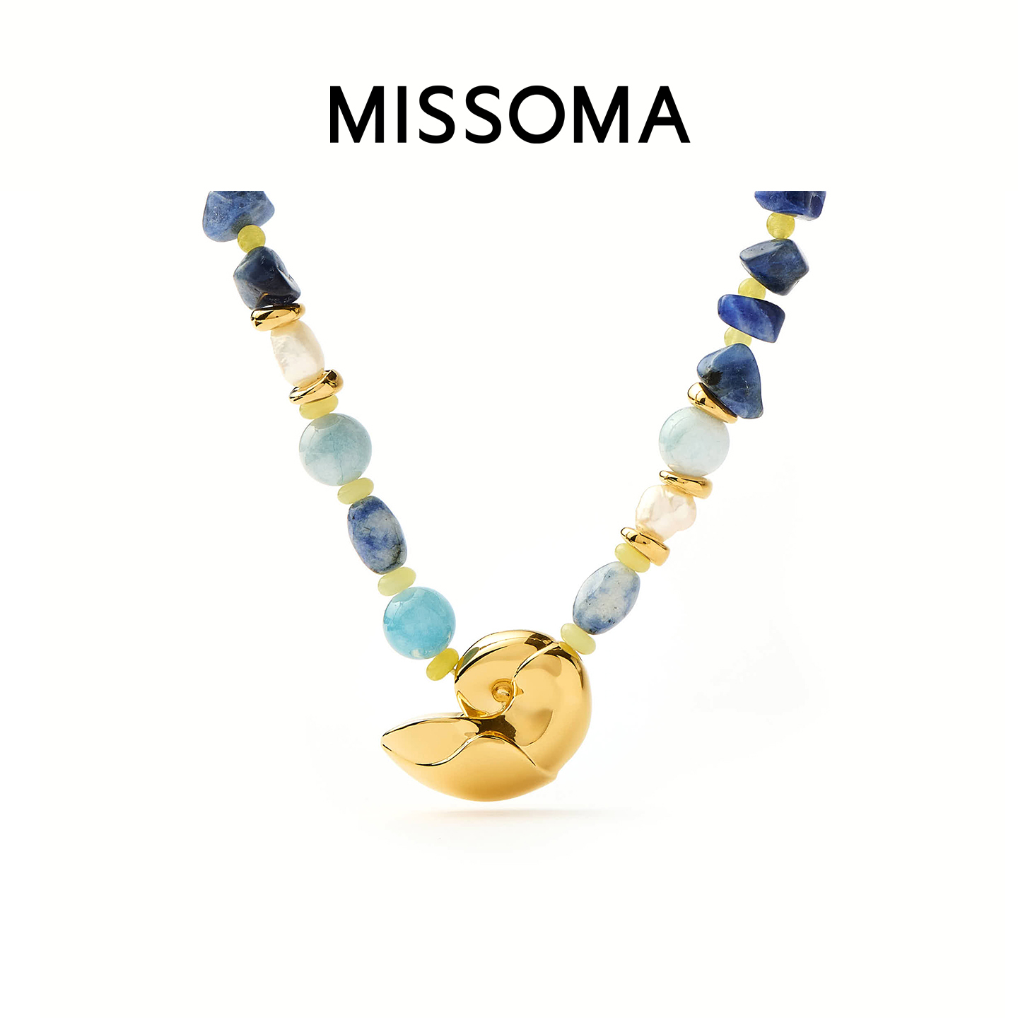 Missoma海蓝色宝石串珠海螺项链