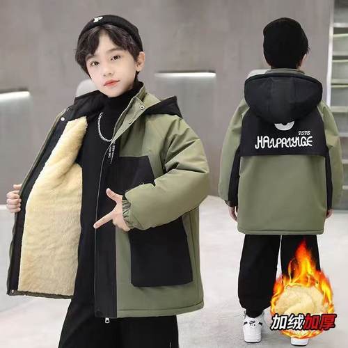 男童冬季加绒加厚棉袄儿童装外套