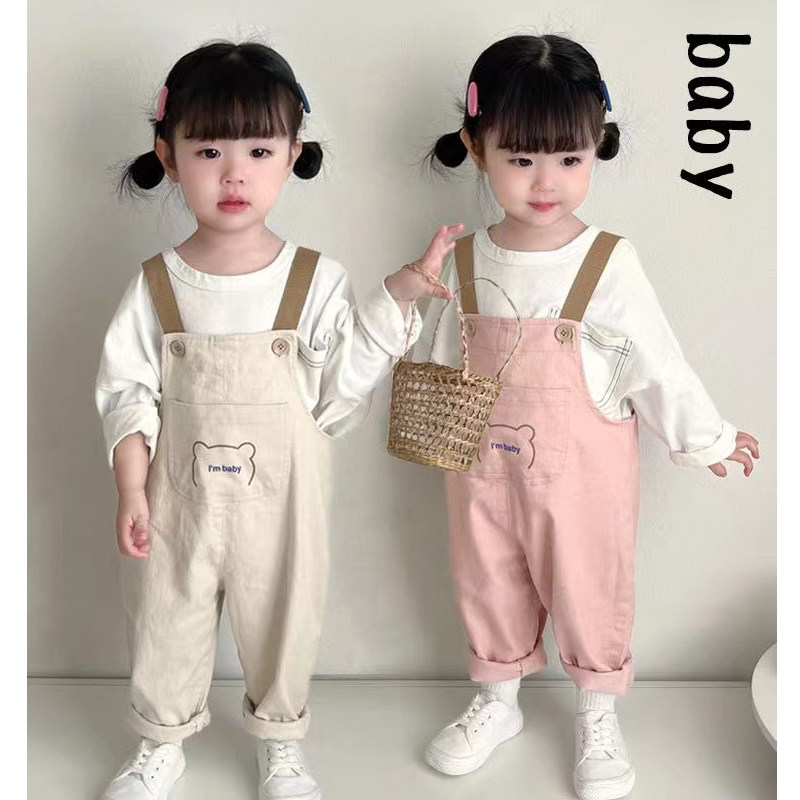 官网正品儿童纯棉薄款背带裤夏季2024新款女小童女宝宝长裤韩版