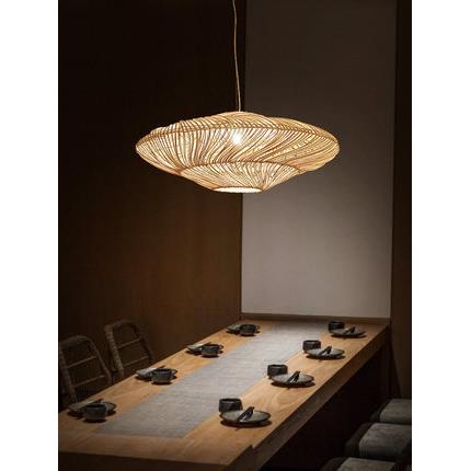 竹编吊灯创意个性艺术客厅餐厅卧室茶室禅意藤编新中式客厅吊灯具