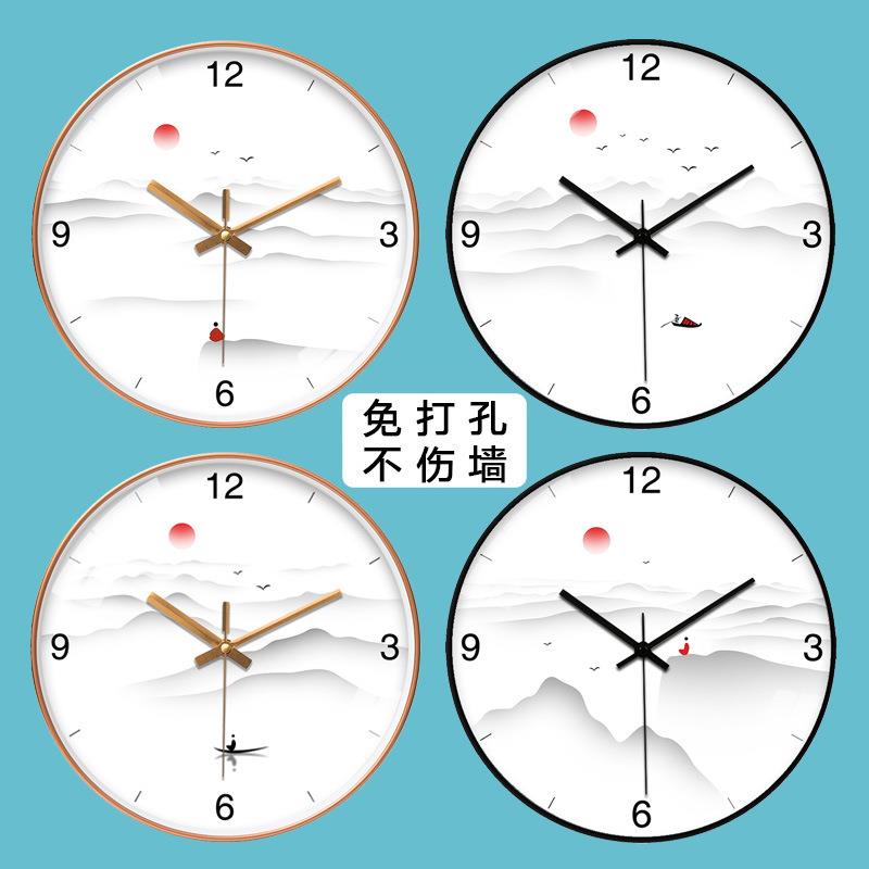 新中式挂钟客厅时钟现代简约创意个性表挂墙超静音