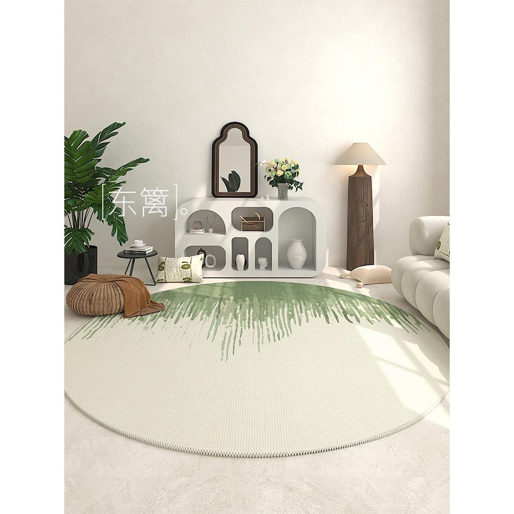 A6L圆形地毯草绿色法式客厅地毯卧室床边毯沙发茶几毯椅子地垫