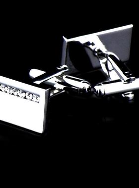 英博镶钻白色水晶袖扣袖口钉男女士法式纽扣565cufflinks/979005