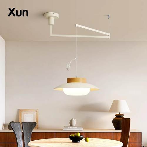 摇臂餐厅吊灯法式奶油风饭厅餐桌灯中古风复古高级感可位移吧台灯