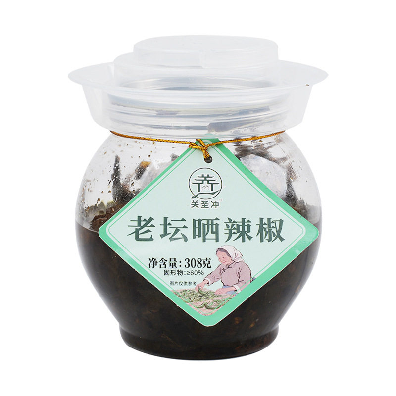 关圣冲老坛晒辣椒308g拌面下饭菜炒菜即食晒辣椒湖南特产正宗辣酱图片