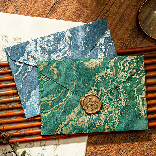 艾黎鎏金信封信纸套装浮雕纹理高级感浪漫手写情书表白七夕情人节送男生女朋友生日祝福邀请函教师节送老师