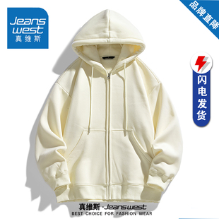 休闲情侣装 真维斯连帽开衫 潮牌宽松百搭美式 春秋季 外套 卫衣男女款