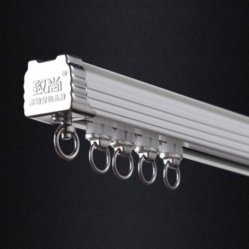 轮滑扣环轮窗帘轨道静音直轨双轨顶侧装加厚铝合金窗帘轨道单轨