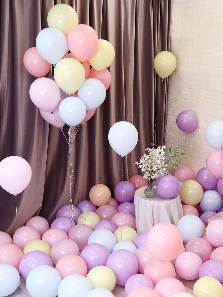 彩色气球七彩加厚装饰汽球100个装结婚儿童卡通生日场景婚房布置