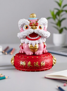创意醒狮转转陶瓷摆件招财猫梅花鹿萌宠女神小众解压神器高级感