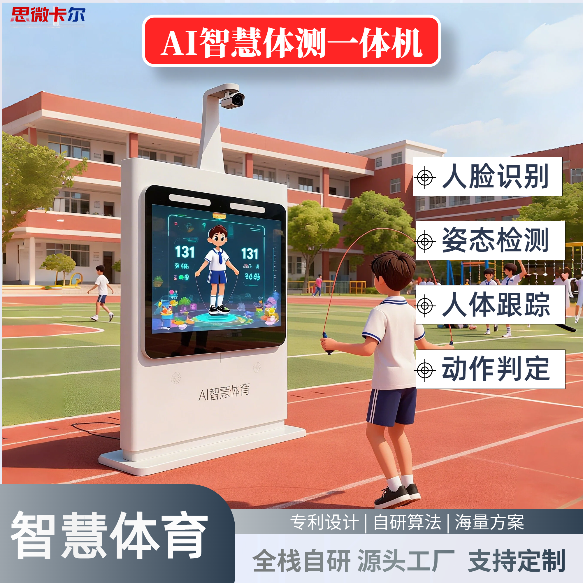 AI智慧体育校园体测一体机 中考体考智慧操场体育角体能测试屏