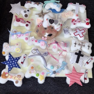 黑樱酱 原创万能搭配系列～狗狗骨头毛绒绒多功能包挂件胸针发卡