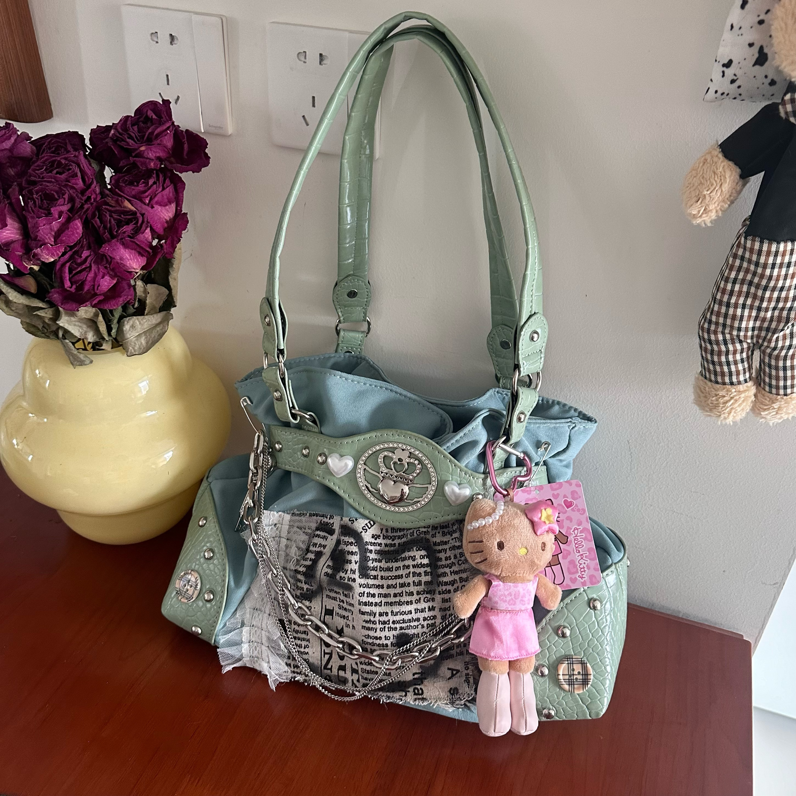 中古感y2k千禧辣妹单肩包