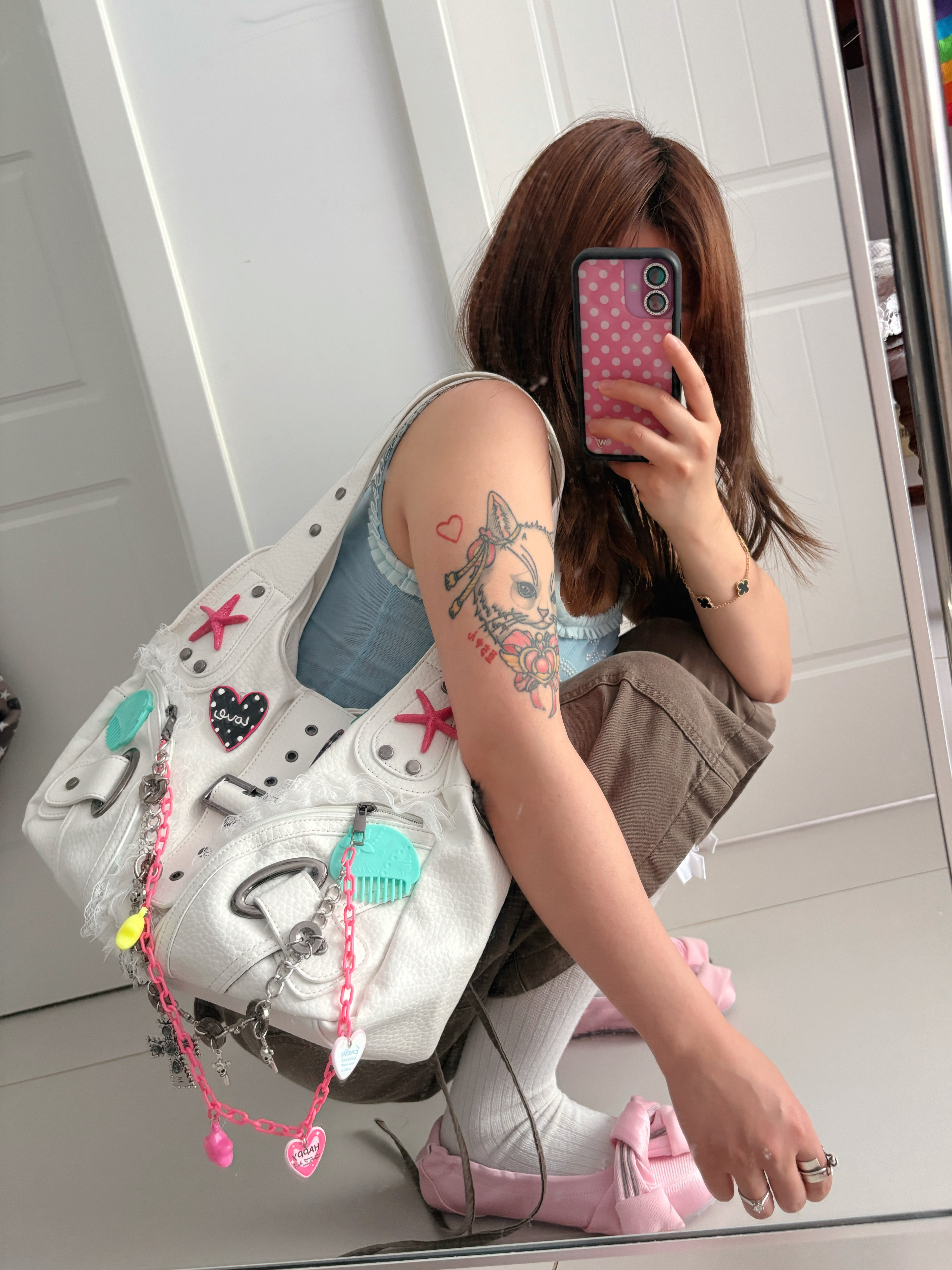 黑樱酱 原创设计海星梳子辣妹撞色y2k复古小众欧美斜挎单肩托特包