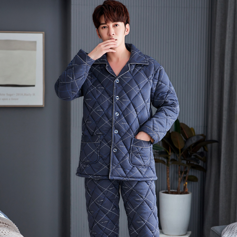 宅格格冬季男士保暖睡衣套装