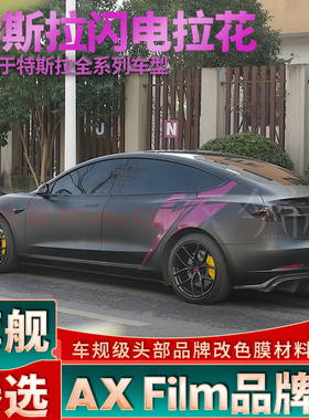 适用特斯拉闪电拉花紫色车门装饰贴纸Model 3 S Y X车贴叶子板