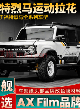 适用于福特烈马荒地 长滩  墨钻车门钢琴黑+橙色拉花个性定制贴纸