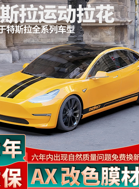 适用于特斯拉Model 3拉花引擎盖改装车贴Model Y S X黑色装饰贴纸
