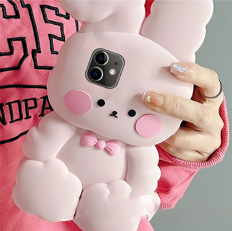 粉色兔子公仔vivoy77手机壳y76s可爱y73s卡通y70s