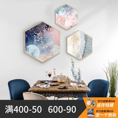 餐厅装饰画现代简约客厅玄关背景墙壁画创意组合北欧饭厅晶瓷挂画图片