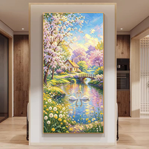 天鹅5D钻石画高级感带框送闺蜜