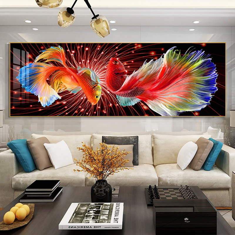 2026新款5d钻石画满钻客厅招财锦鲤鱼现代点粘砖十字绣自己绣手工
