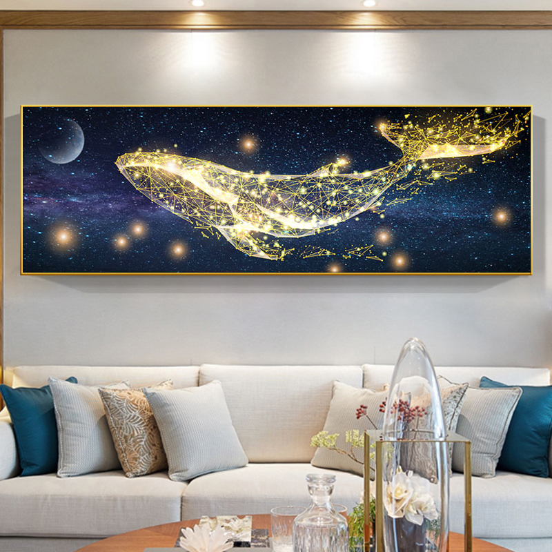 2025新款5d钻石画满钻客厅现代简约轻奢鲸鱼粘钻十字绣卧室钻石绣