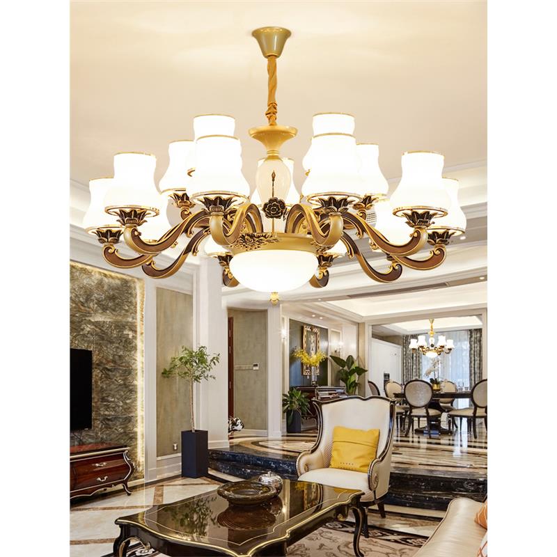 欧式客厅吊灯奢华大气简欧家用别墅大厅三室两厅全屋灯具套餐组合