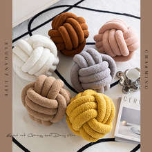 北欧ins风爆款Knot抱枕沙发客厅羊羔绒靠垫手工打结球形靠枕床头