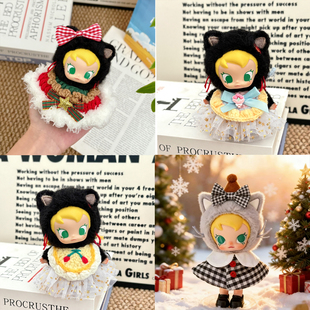 babymolly搪胶娃衣口袋朋友系列10cm裙子着替裙子圣诞节围兜衣服