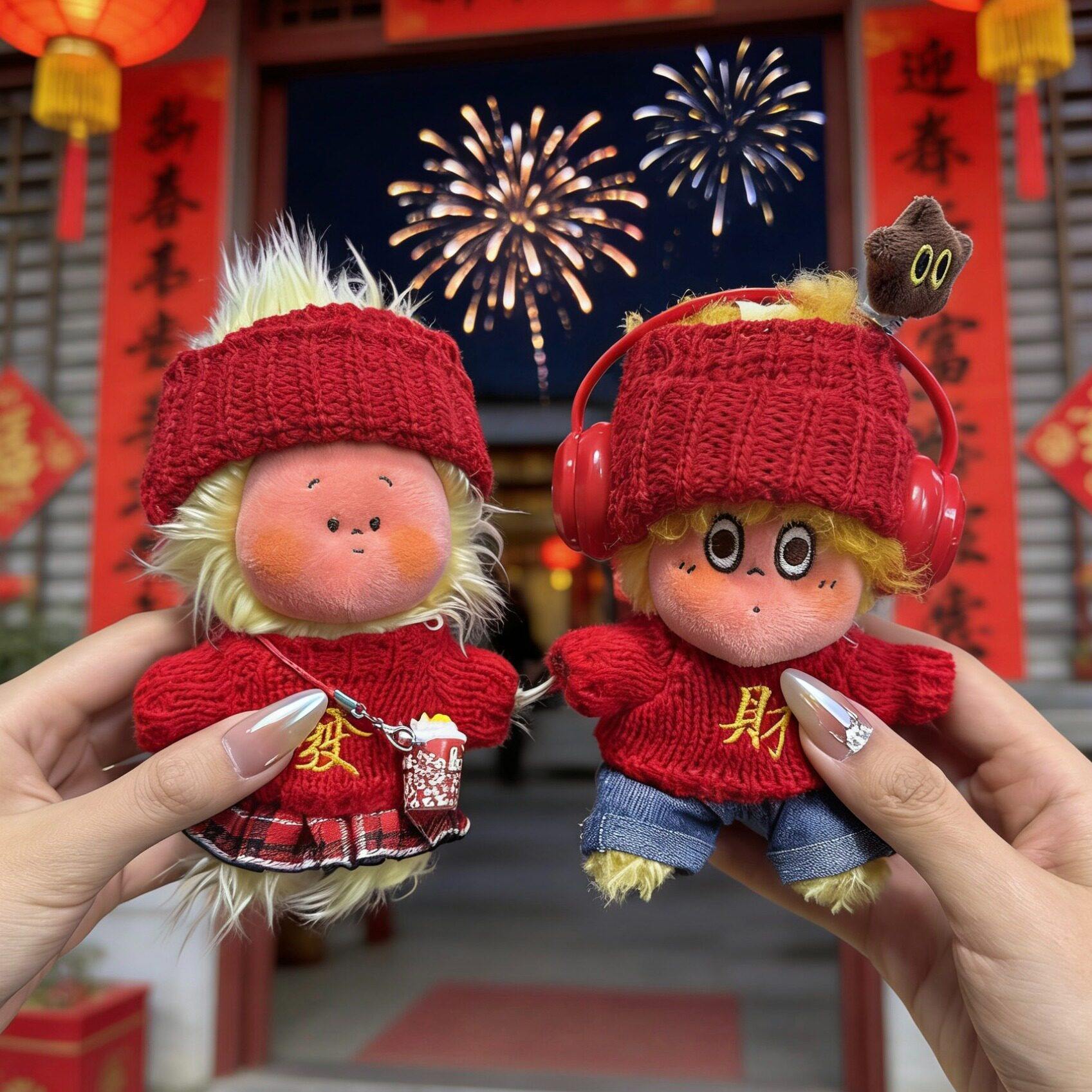 星星人大风中凌乱新年娃衣一二三代理发衣服过马年红色毛衣拜年服,模玩/动漫/周边/娃圈三坑/桌游,棉花娃娃/毛绒玩具娃衣,淘宝优惠券,粉丝福利购,淘宝优惠卷