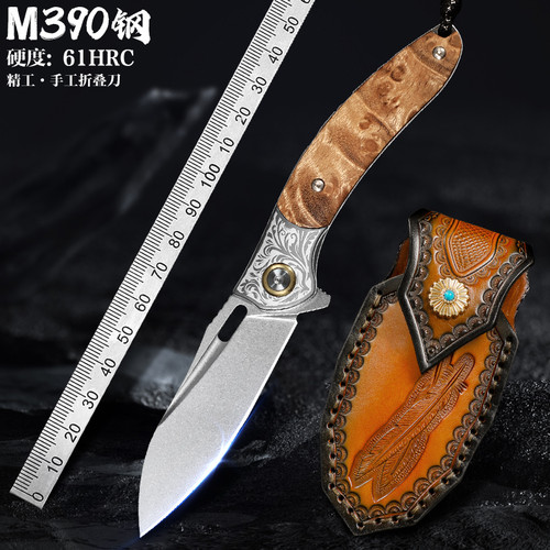 正品M390钢折叠刀具野营