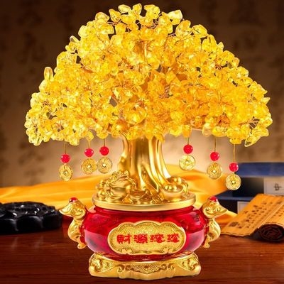 客厅招财进宝的摆件摇钱树玄关工艺品生意送礼兴隆金钱树电视柜