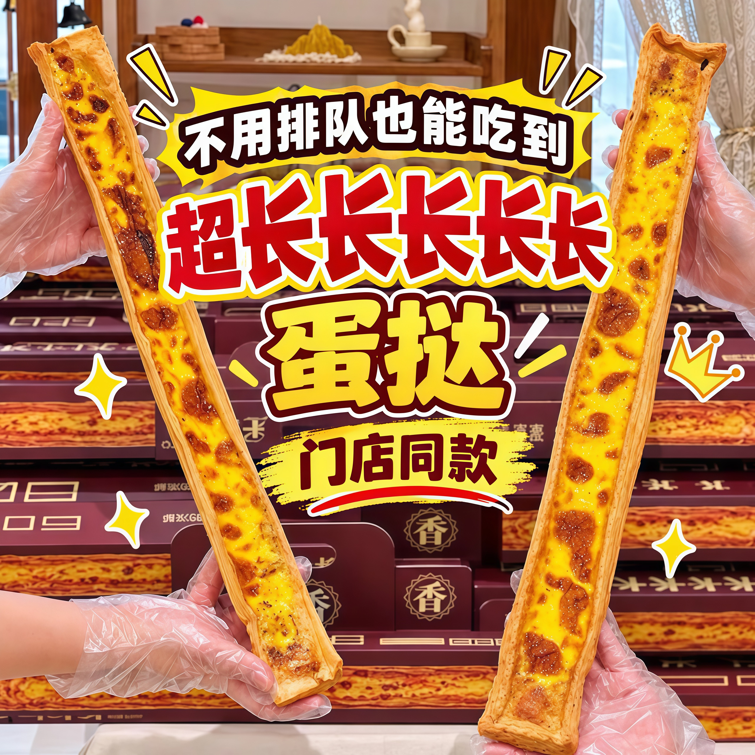 60CM长长长蛋挞短保新鲜现烤成品