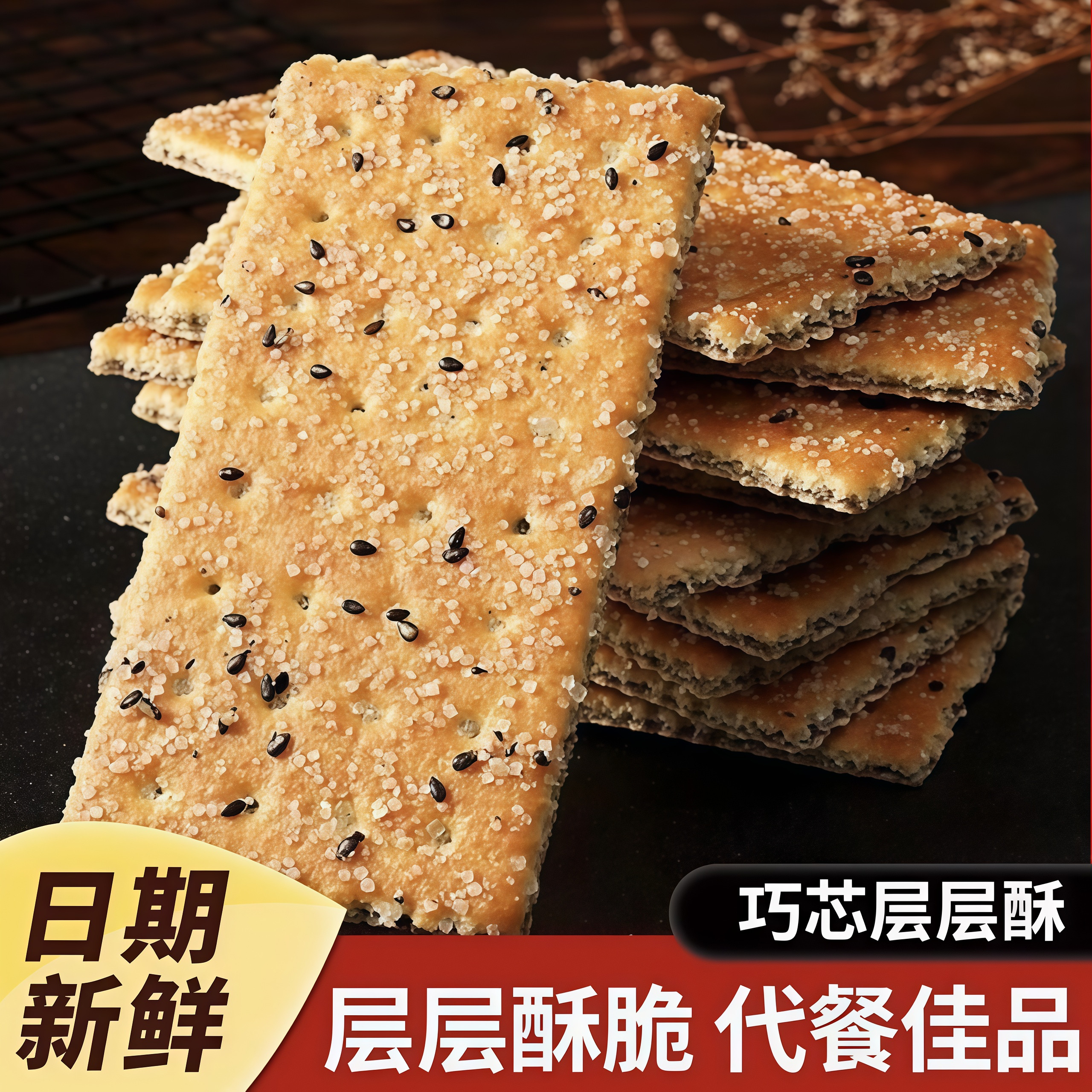 三文治黑芝麻夹层饼干鲜香酥脆
