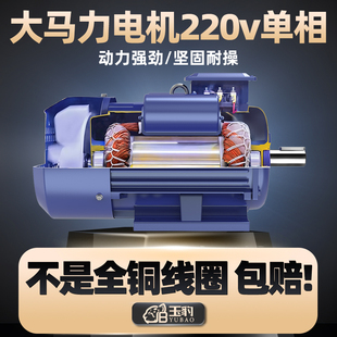 2.2 1.5 3KW高速异步电动机 1.1 单相电机220V纯铜线小型两相0.75