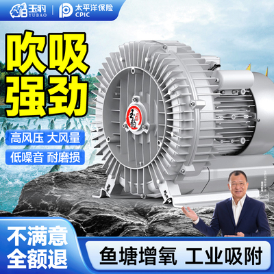 大功率高压漩涡风机强力工业鼓风机旋涡式气泵罗茨涡轮鱼塘增氧机