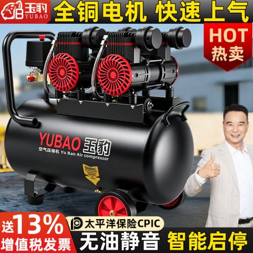 无油空压机工业级空气压缩机大型喷漆高压220V小型冲气泵静音气泵