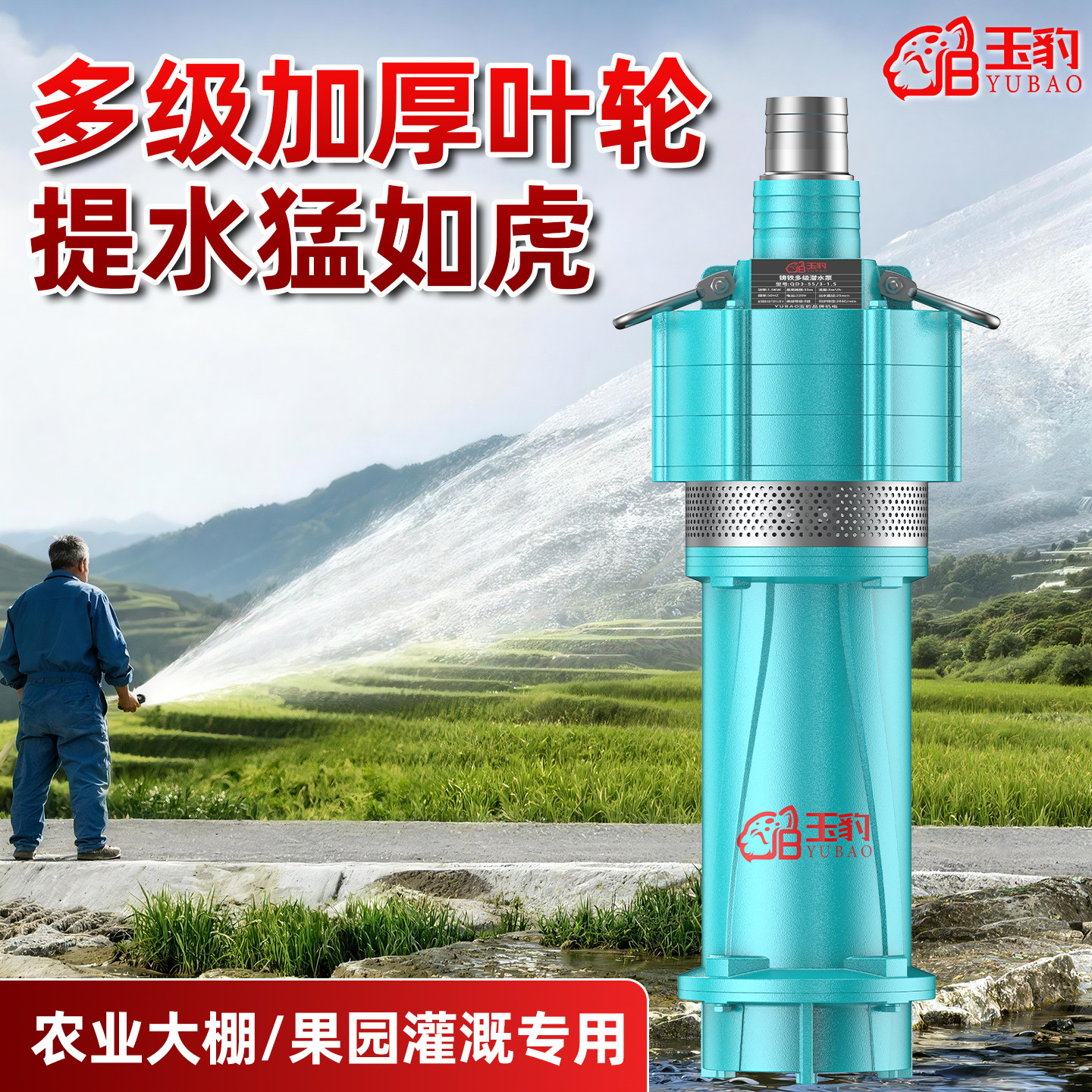 QD多级叶轮潜水泵高扬程大流量小老鼠家用农业大棚果园灌溉抽水泵