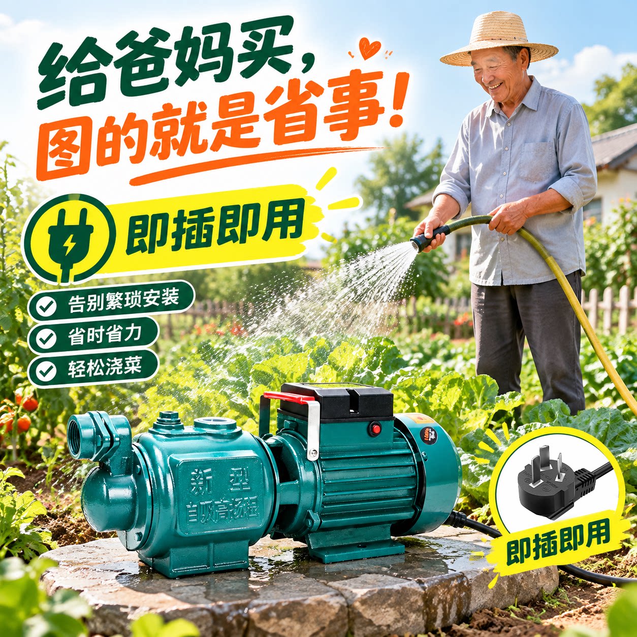 全自动不锈钢螺杆自吸泵家用高扬程吸井水220V抽水泵自来水增压泵