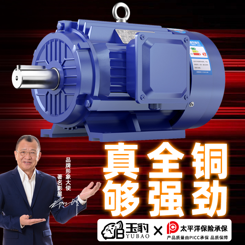 全铜三相异步电动机0.75/1.1/1.5/2.2/3/4/5.5/7.5KW电机380V三相