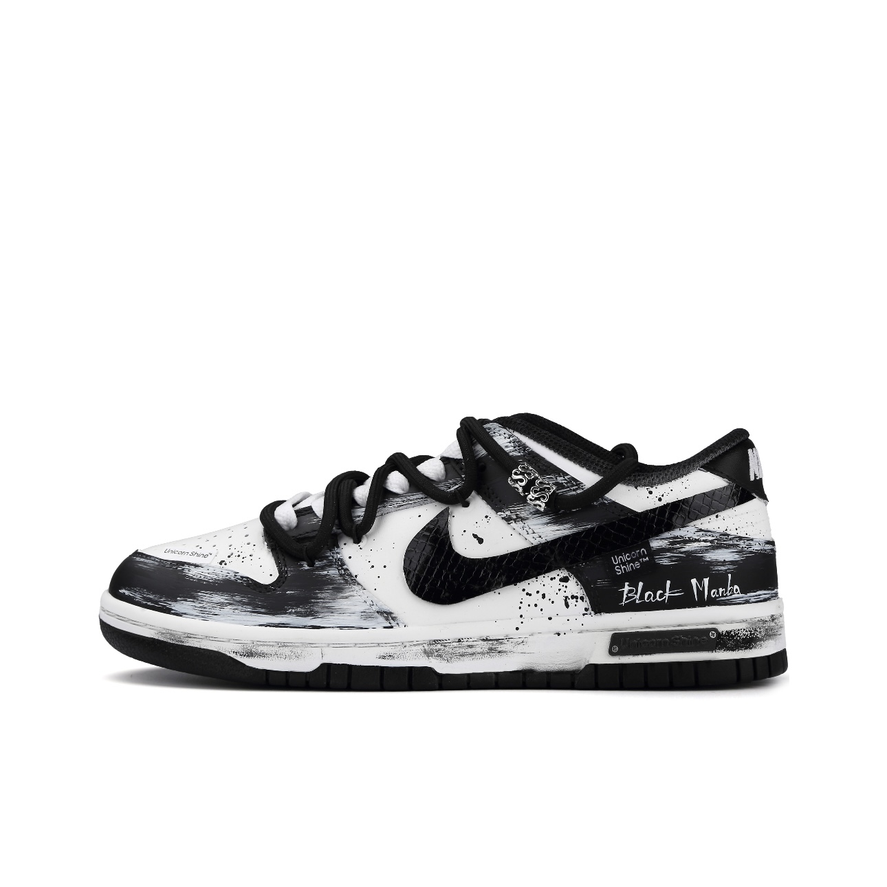 【定制球鞋】Nike Dunk 死神曼巴 涂鸦 解构贴皮 黑白 DD1503-101