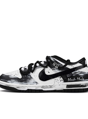 【定制球鞋】Nike Dunk 死神曼巴 涂鸦 解构贴皮 黑白 DD1503-101