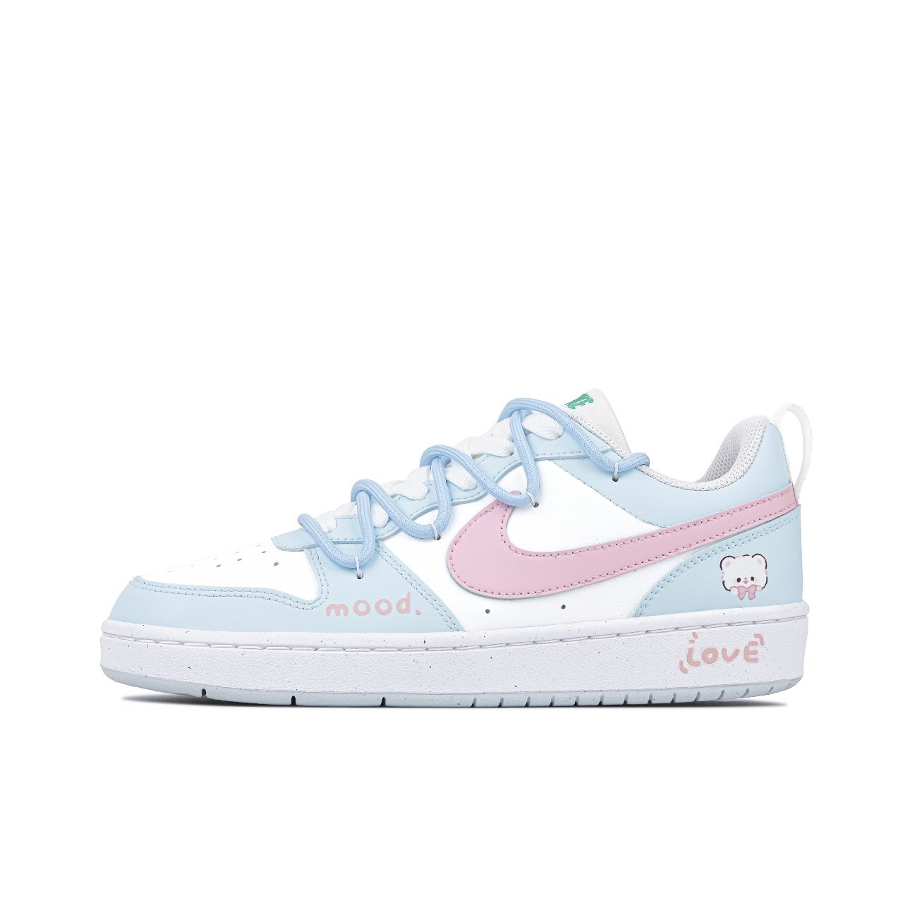 【定制球鞋】Nike Court Borough 约会小熊 可爱 蓝粉 DV5456-109