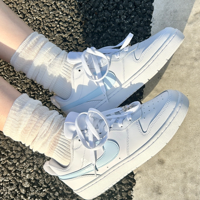 【定制球鞋】Nike Court Borough 蓝银 残破蝴蝶 液态 BQ5448-100