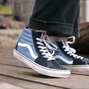 Vans SK8 HI 帆布 高帮休闲板鞋 男女同款 黑蓝撞色