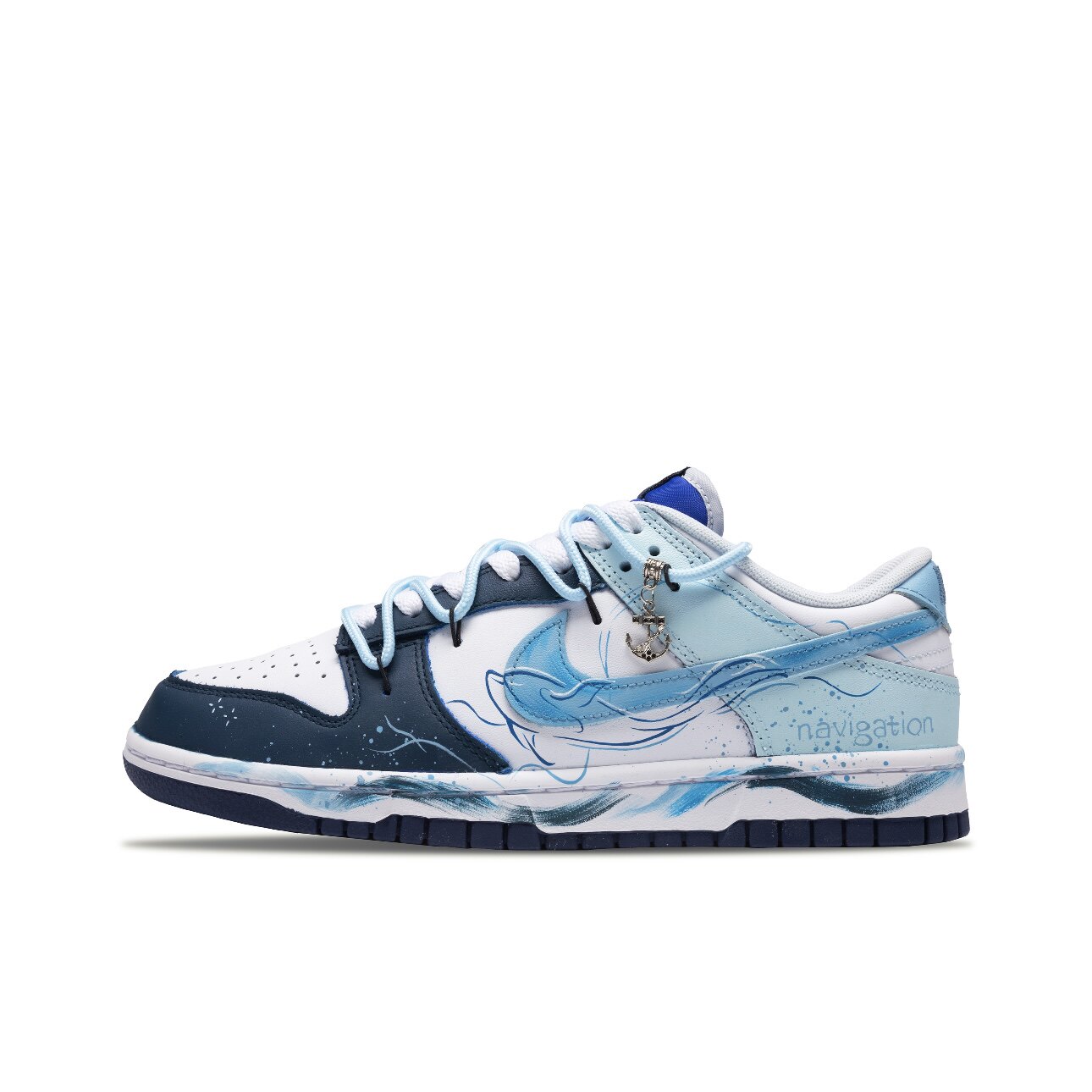 【定制球鞋】Nike Dunk 罗威纳海豚 喷绘 解构 白蓝 FQ8826-100