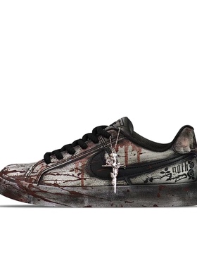 【定制球鞋】Nike Court Royale血色玫瑰 十字架 黑褐 BQ4222-103